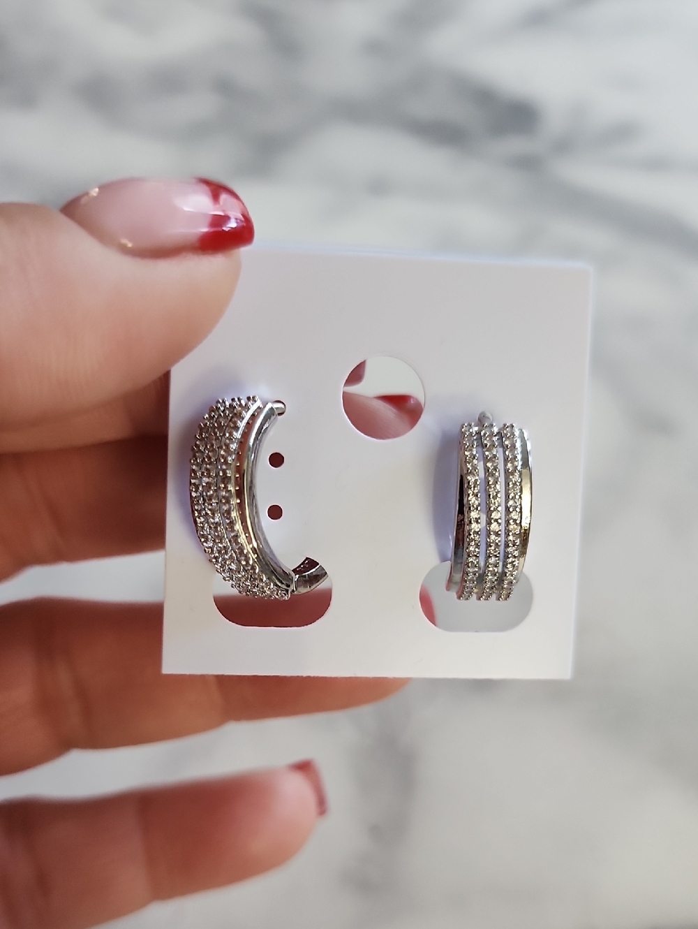 Clear Sparkle White Gold-filled Hoop Earring